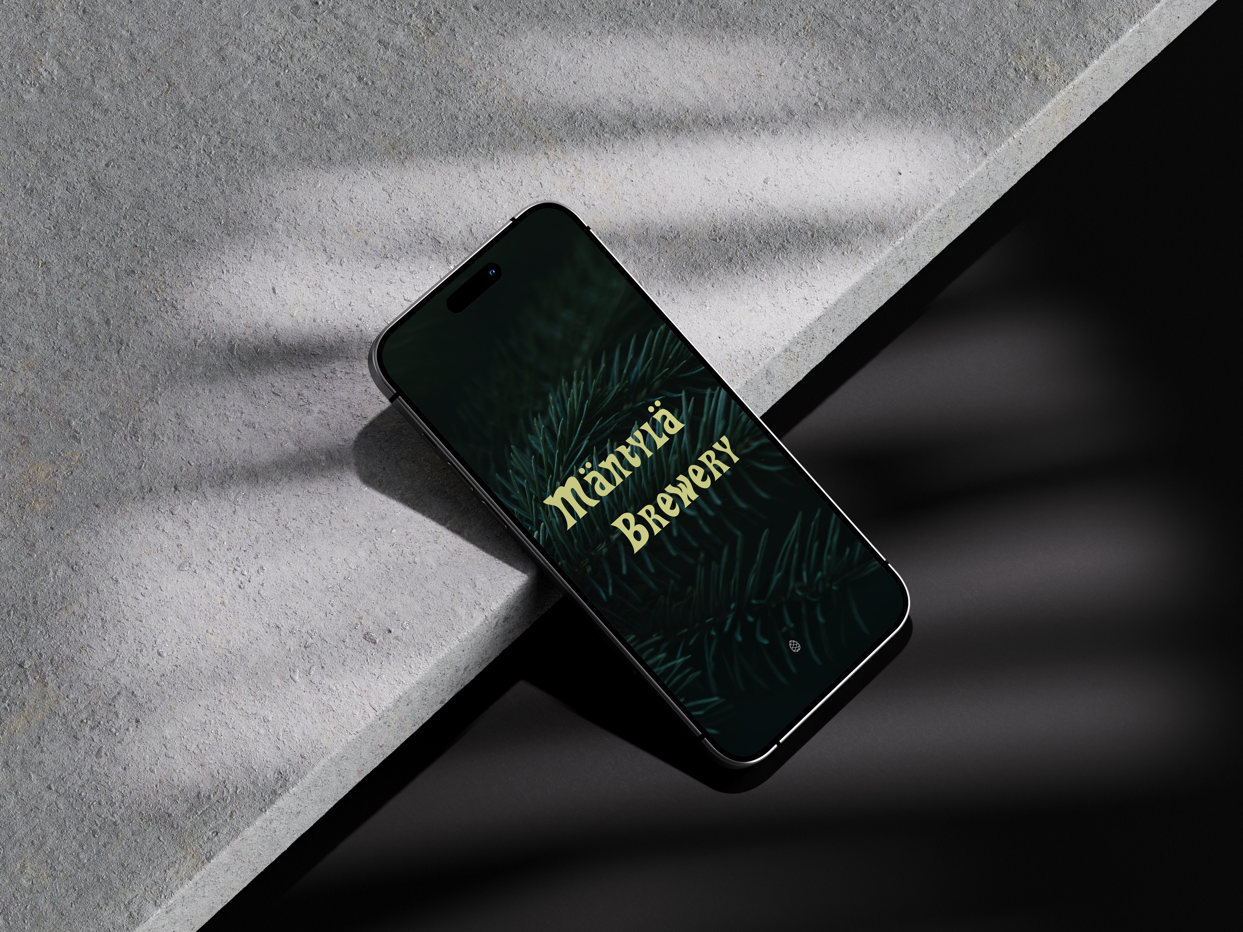 Mobile phone showing Mäntylä brewery home page.